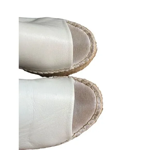 Free People Leather Coastal Platform Wedge Espadrille White Size 39 - Picture 3 of 10